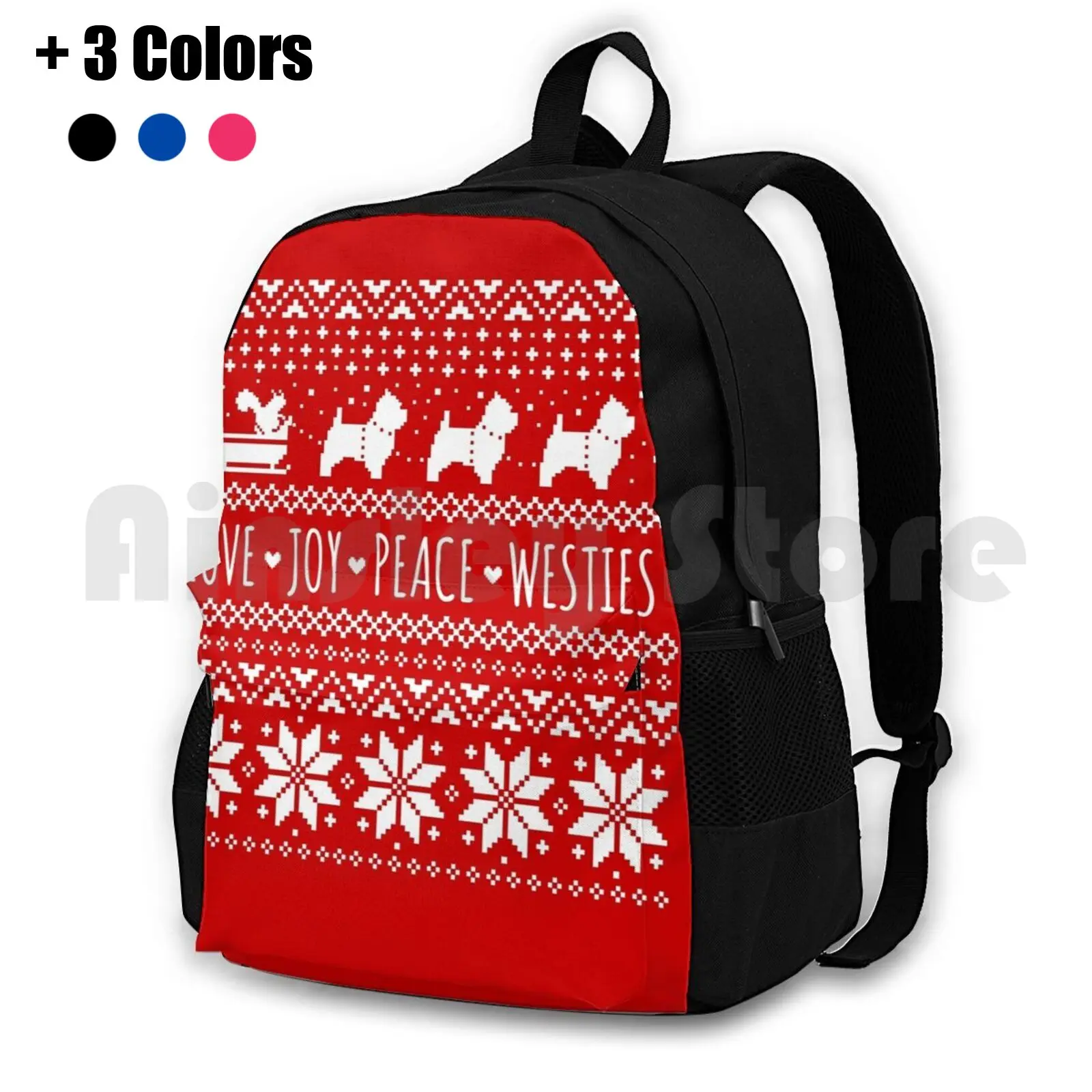 Love Joy Peace Westies | West Highland White Terriers, Рождественский Праздничный узор, Походный рюкзак, Водонепроницаемый Кемпинг